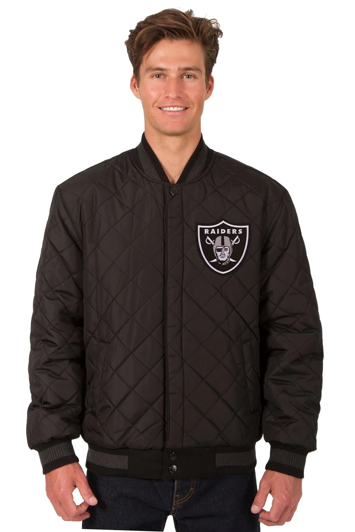 Las Vegas Raiders Reversible Wool and Leather Jacket
