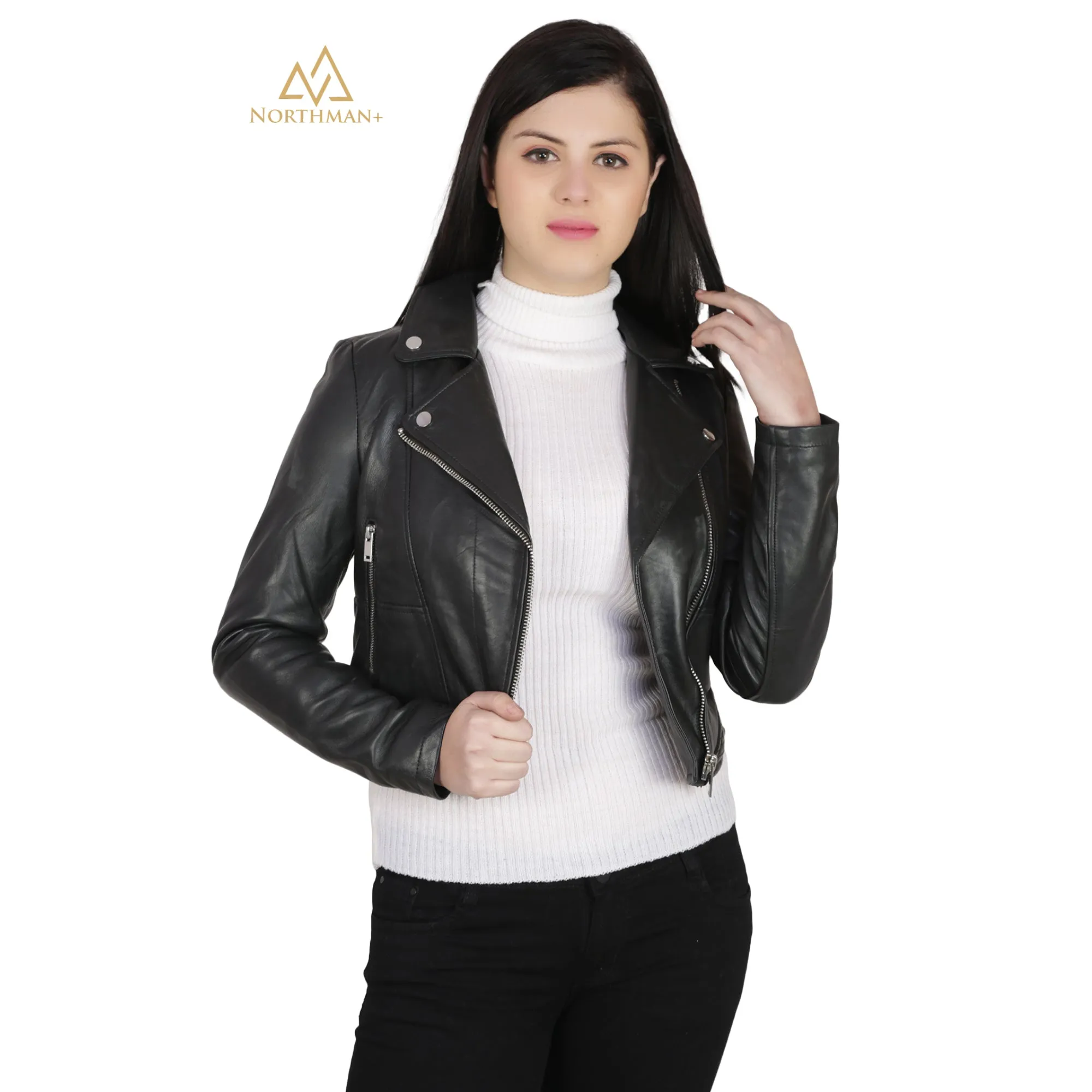 Leather Mini Jacket for Women : Biker