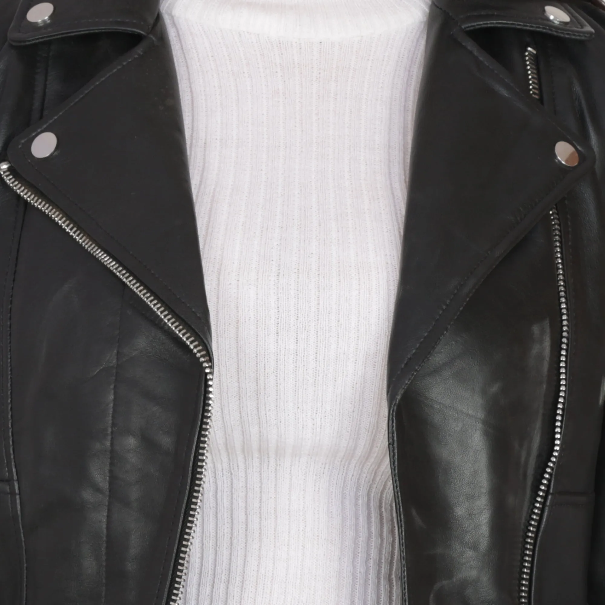 Leather Mini Jacket for Women : Biker