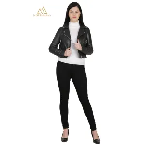 Leather Mini Jacket for Women : Biker