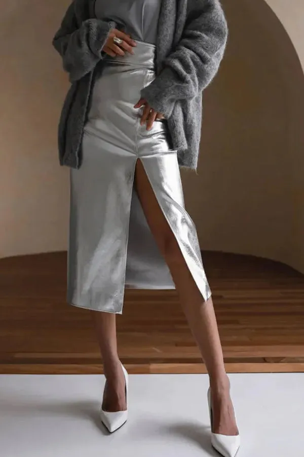 Leather Muse™ | Women's PU Leather Skirt | High-Waisted, A-Line Design & Trendy Style