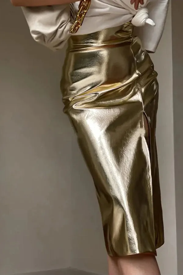 Leather Muse™ | Women's PU Leather Skirt | High-Waisted, A-Line Design & Trendy Style