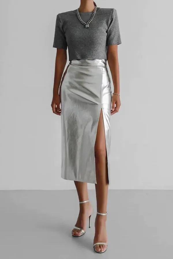 Leather Muse™ | Women's PU Leather Skirt | High-Waisted, A-Line Design & Trendy Style