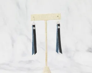 Leather Rivet Tab Earrings / Black