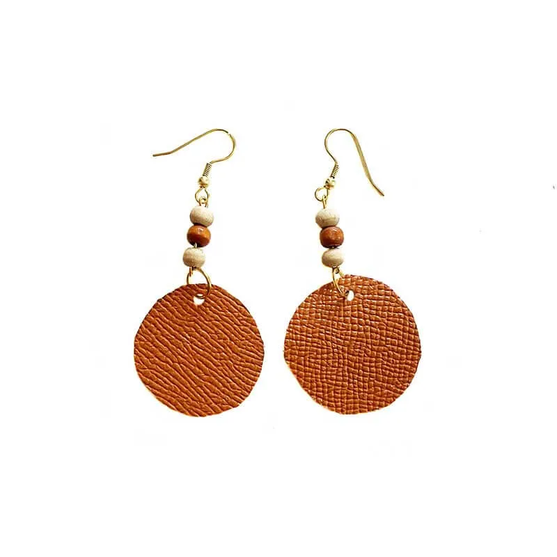 Leather Round Earrings