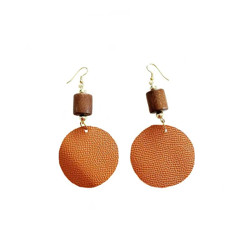 Leather Round Earrings