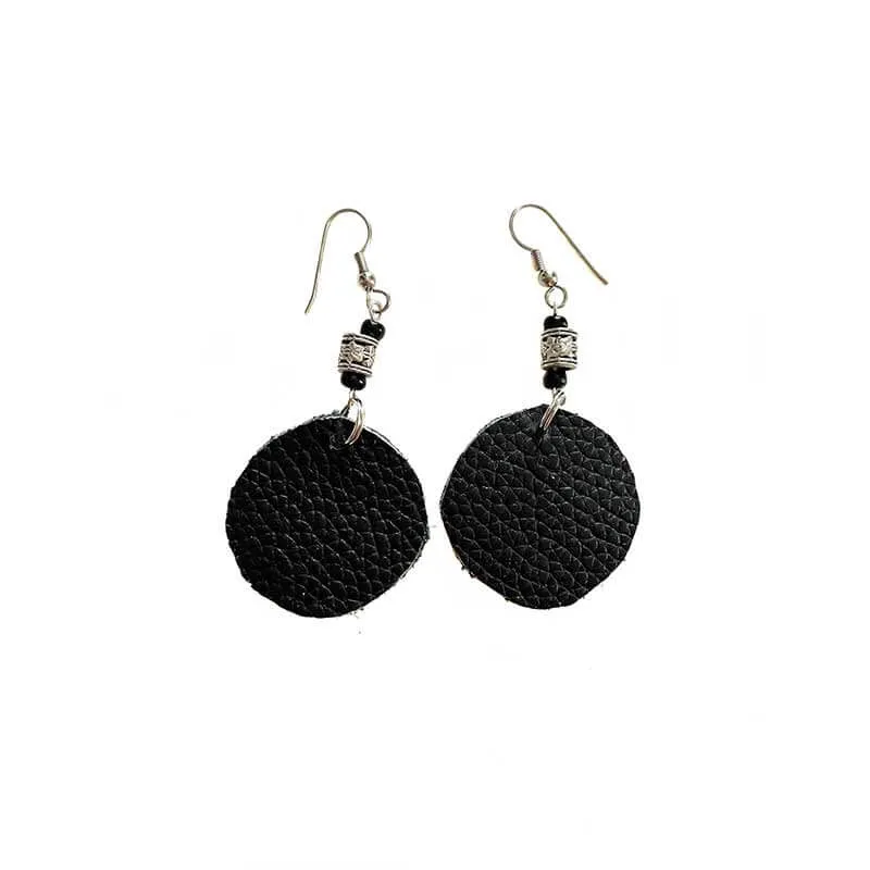 Leather Round Earrings