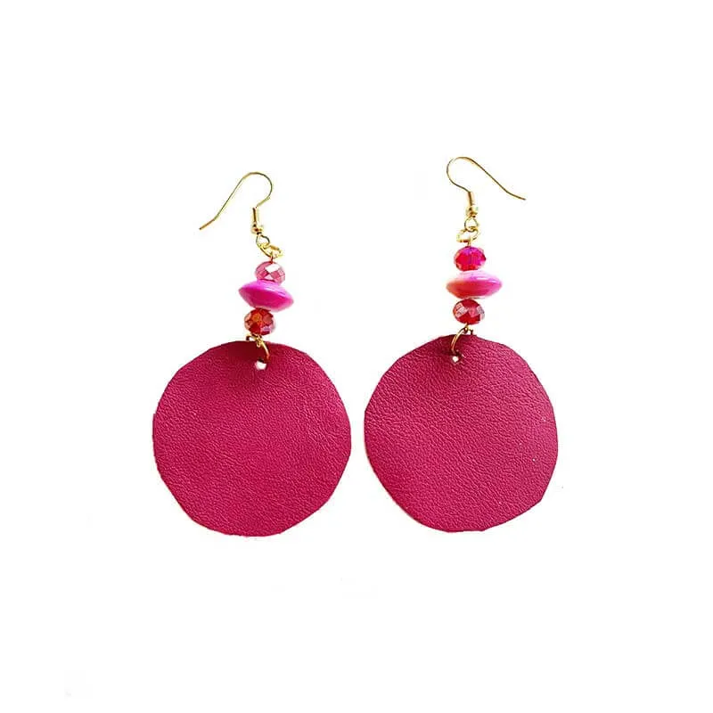 Leather Round Earrings