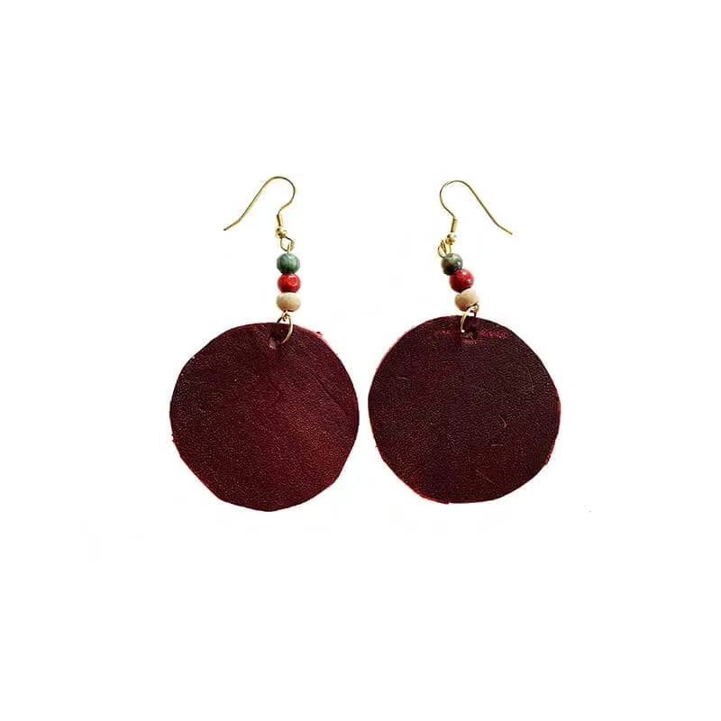 Leather Round Earrings