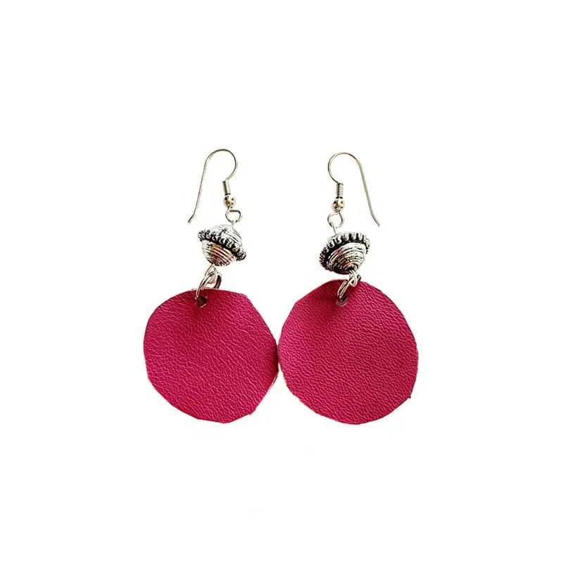 Leather Round Earrings