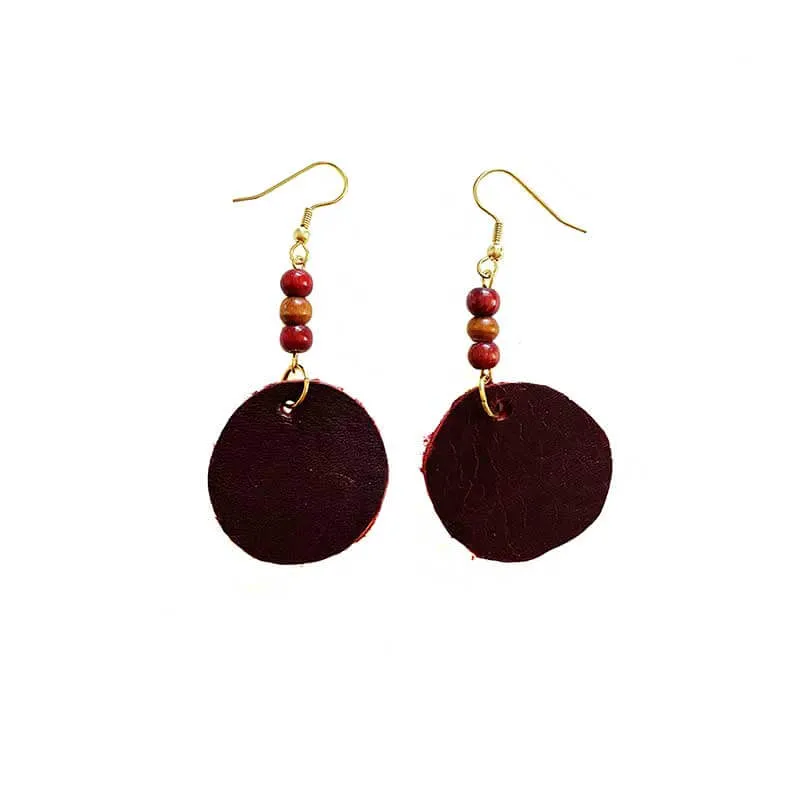 Leather Round Earrings