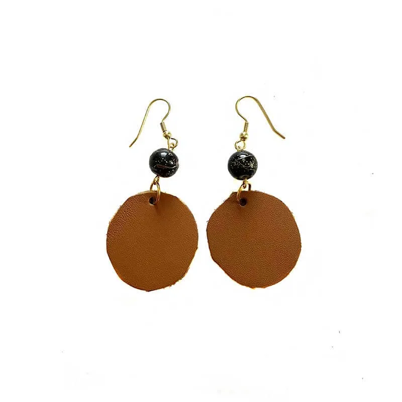 Leather Round Earrings