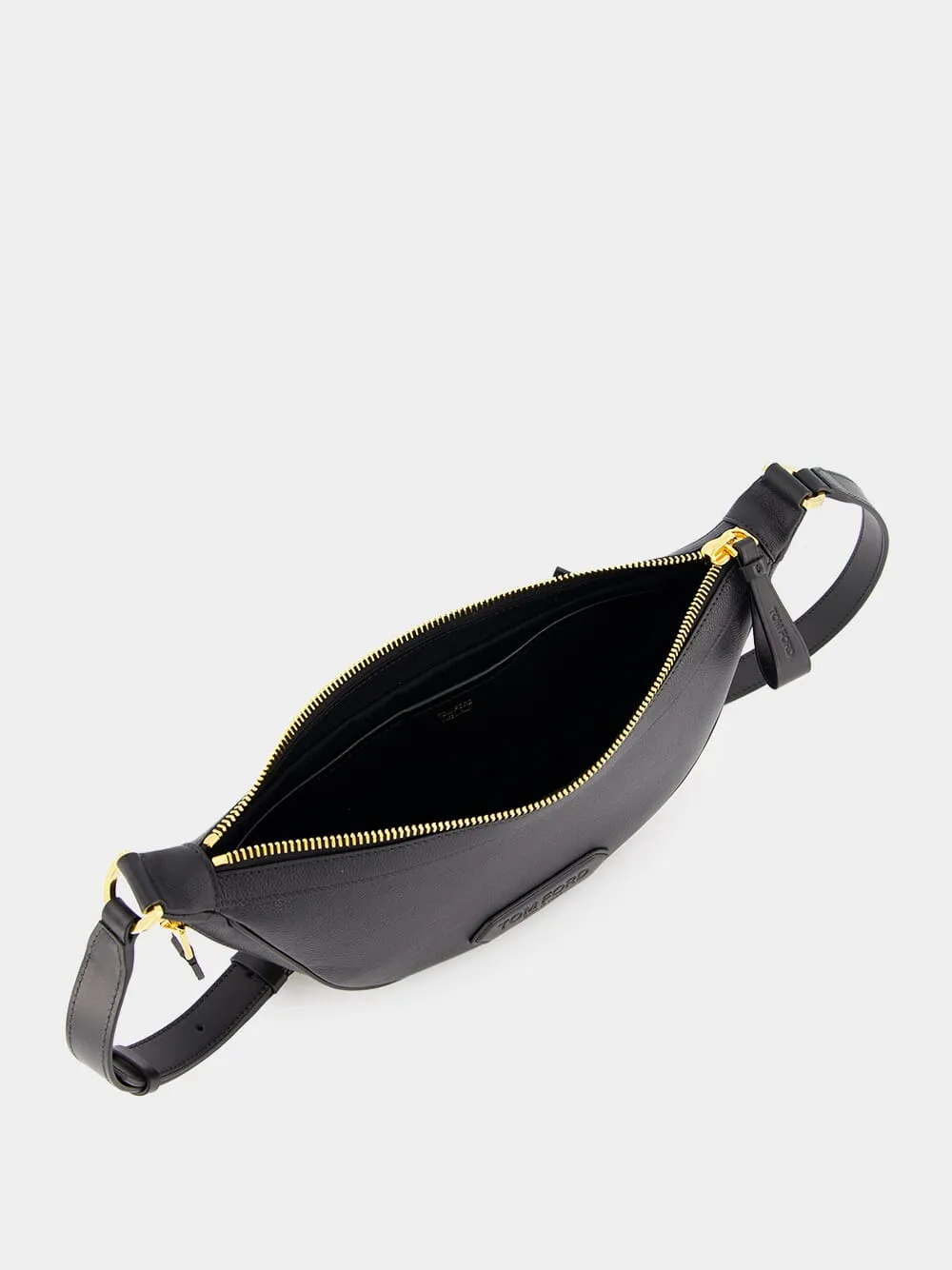 Leather Zip Crescent Bag
