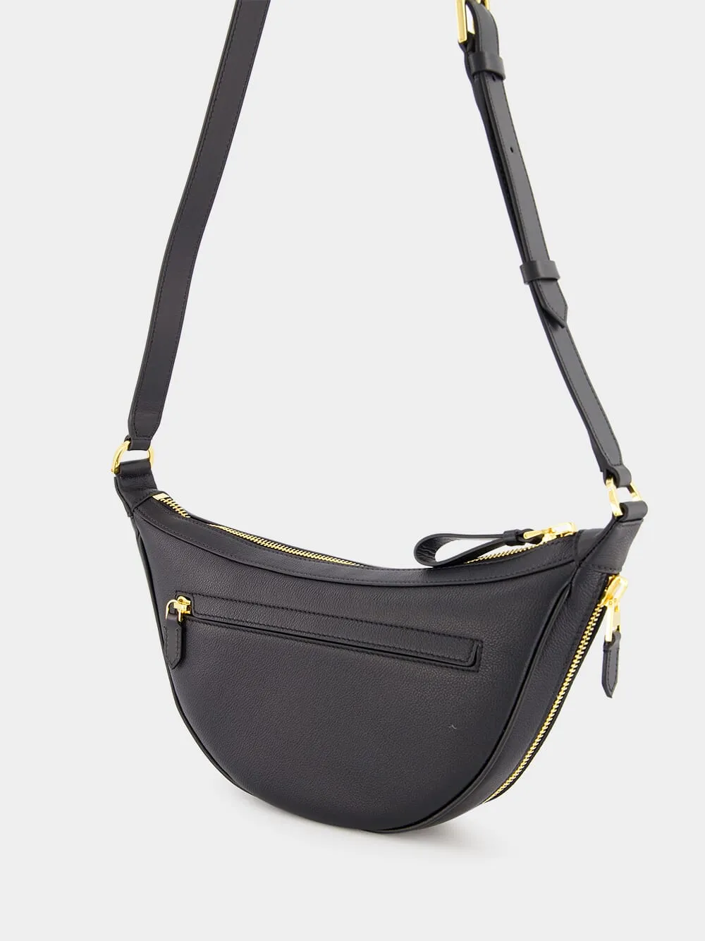 Leather Zip Crescent Bag