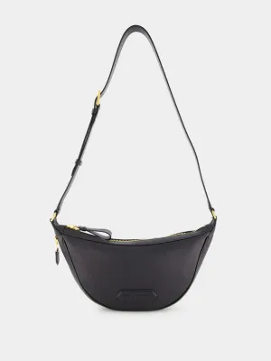 Leather Zip Crescent Bag