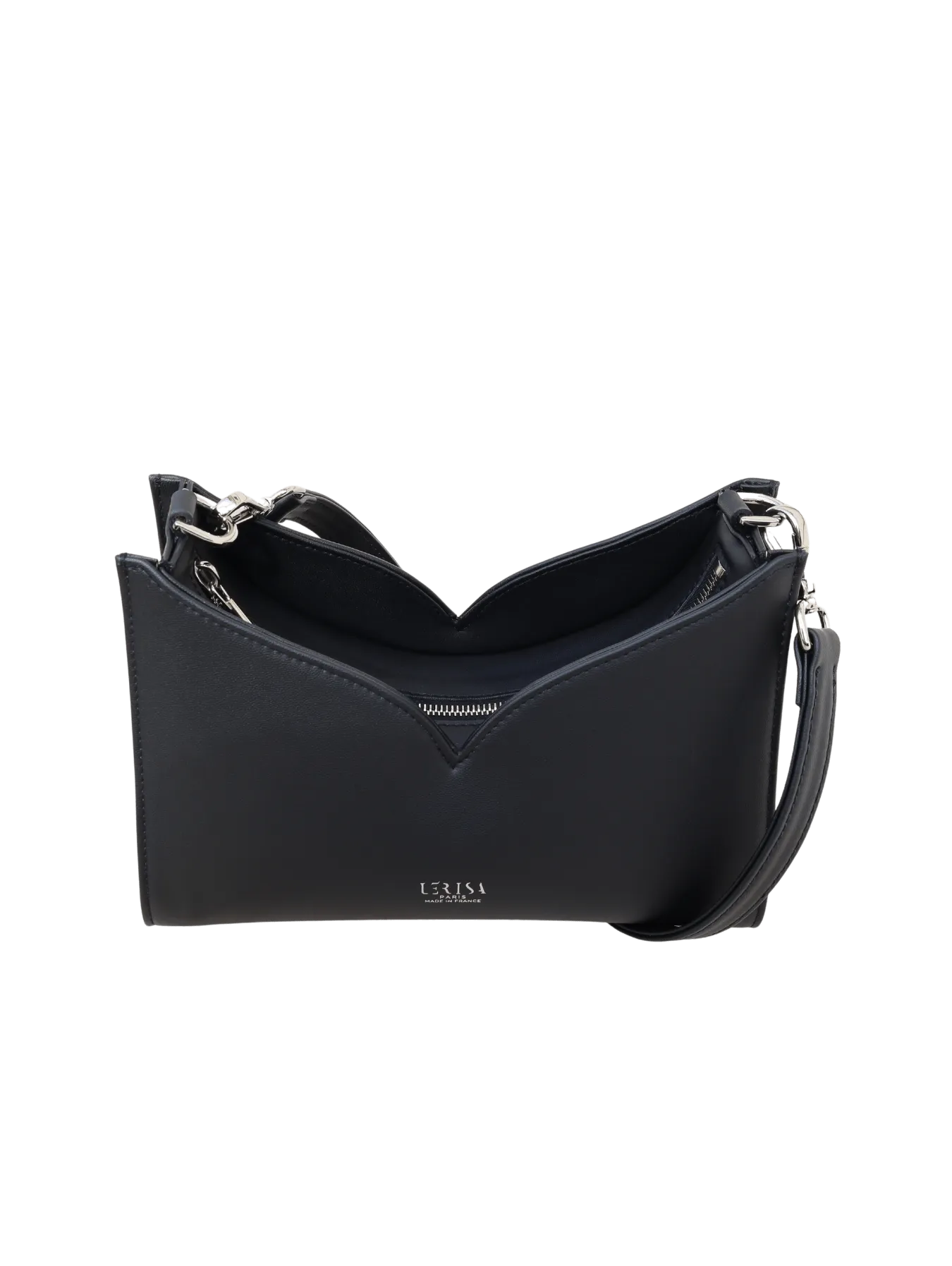 Lerisa Grape Leather Vegan Crossbody Bag | Black