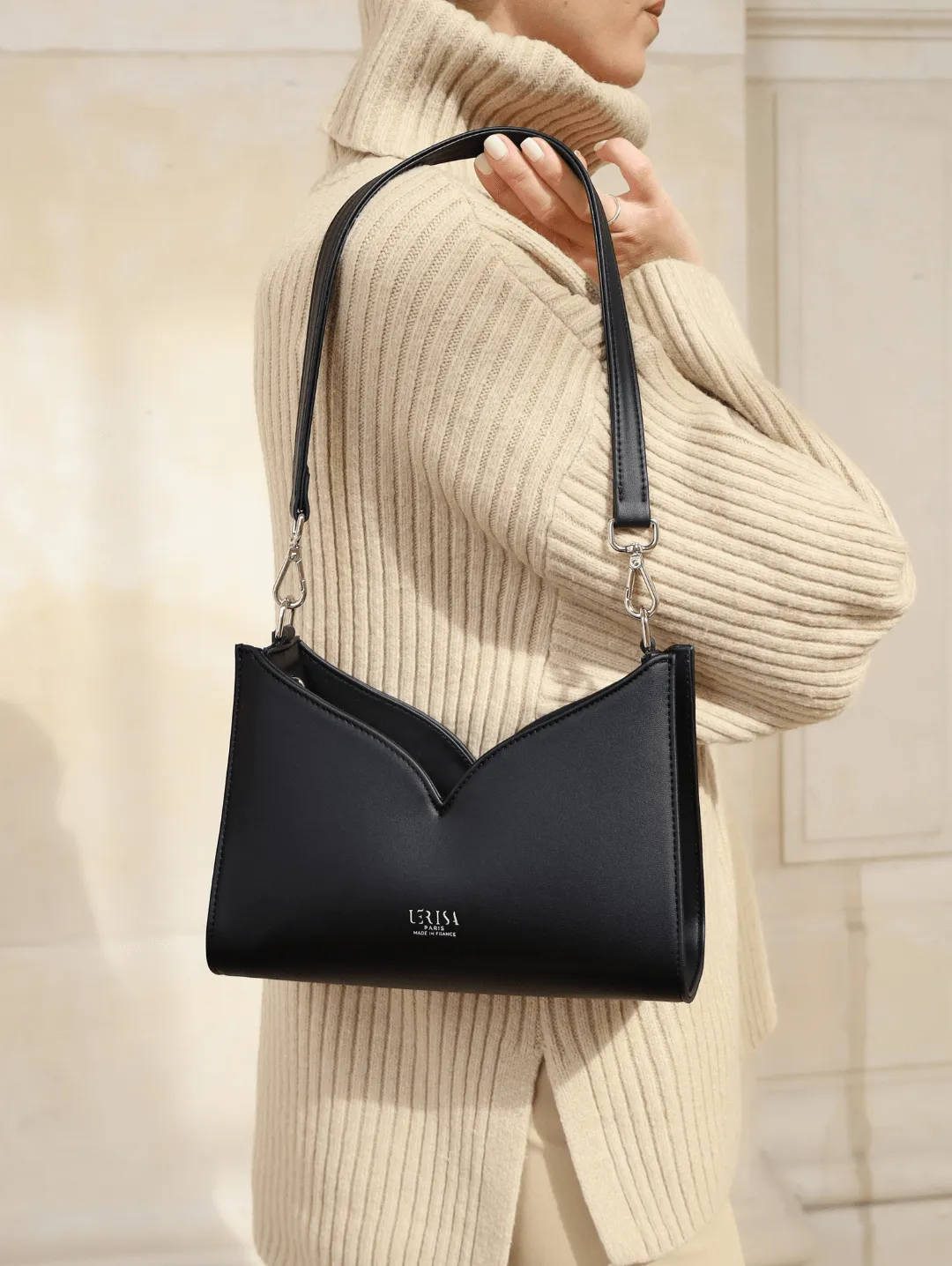 Lerisa Grape Leather Vegan Crossbody Bag | Black