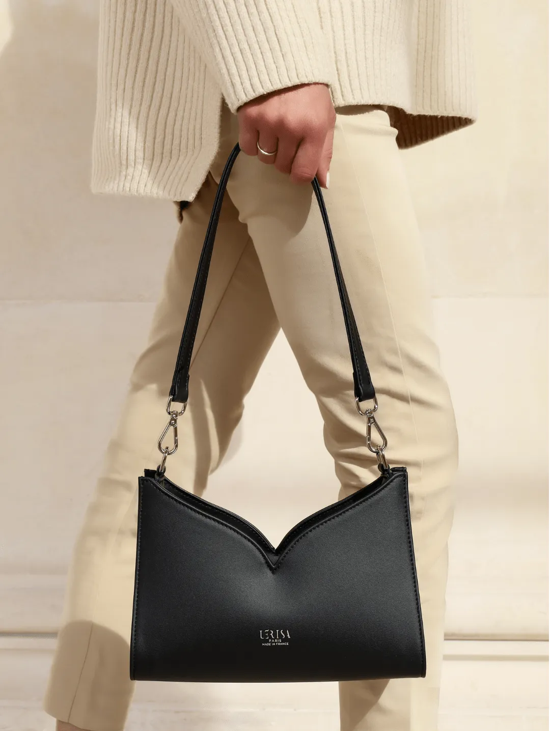 Lerisa Grape Leather Vegan Crossbody Bag | Black