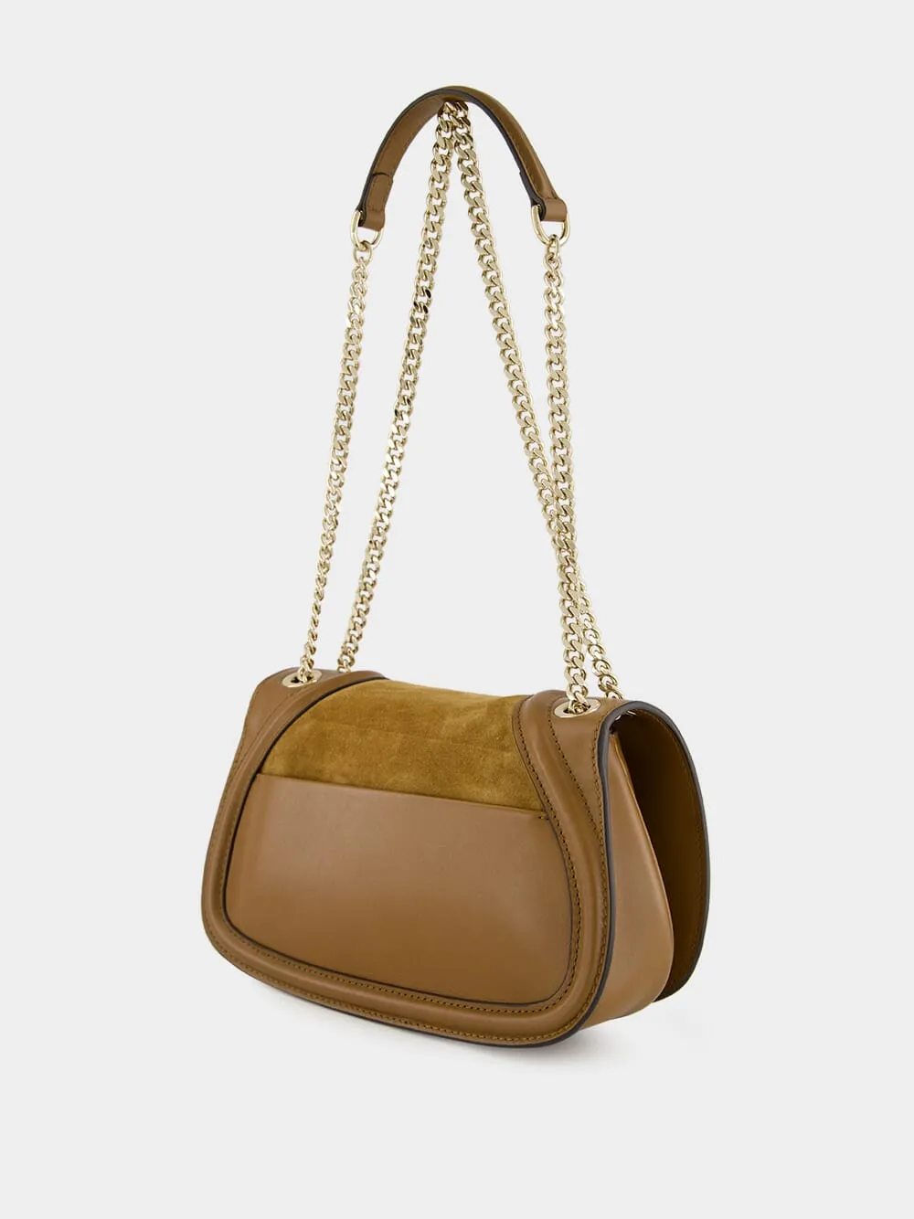 Light Brown Suede Blondie Medium Shoulder Bag