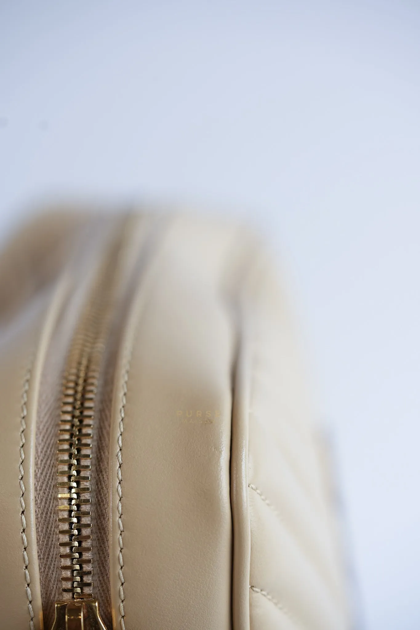 Lou Camera Bag in Cream Quilted Leather