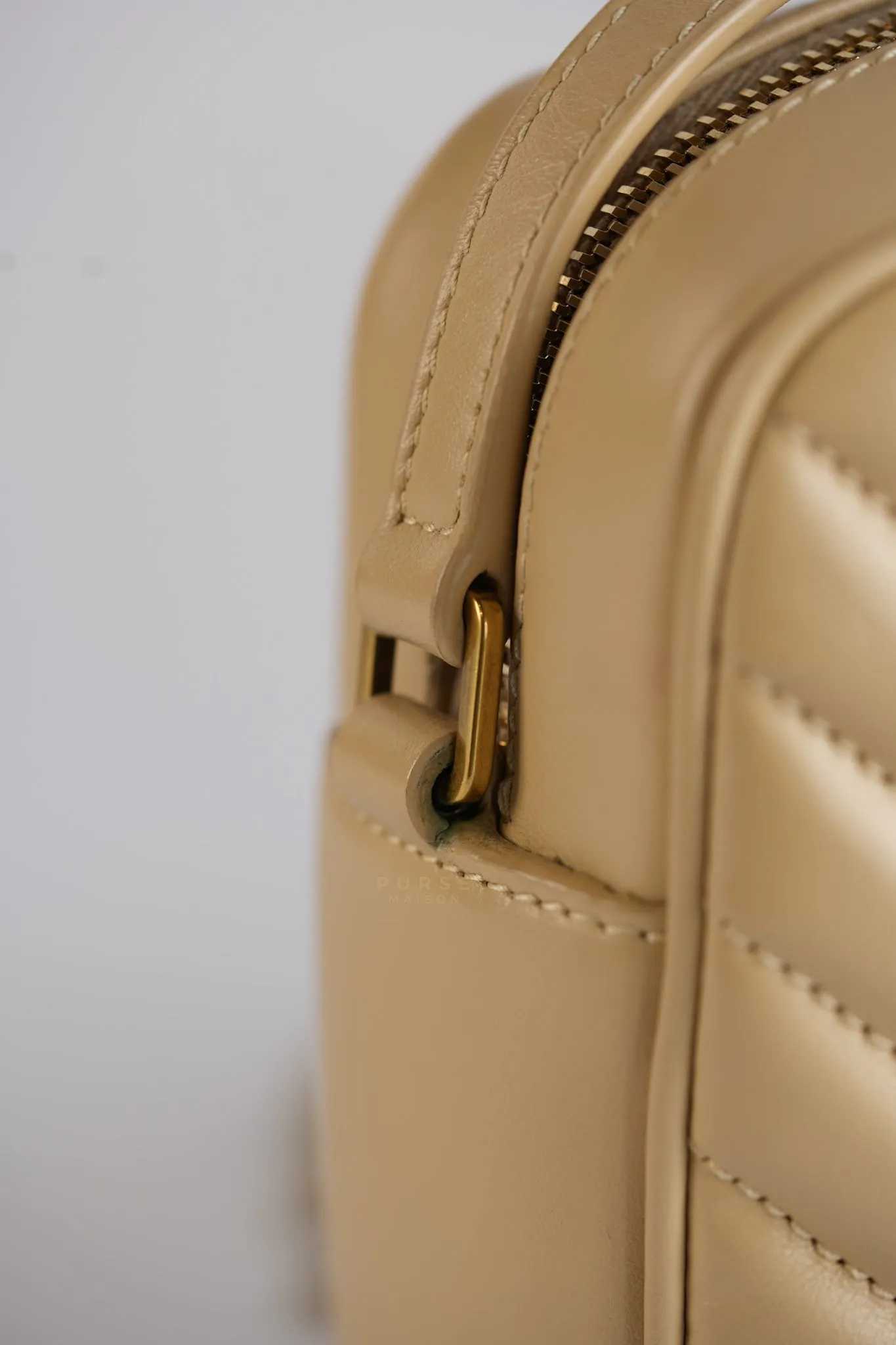 Lou Camera Bag in Cream Quilted Leather
