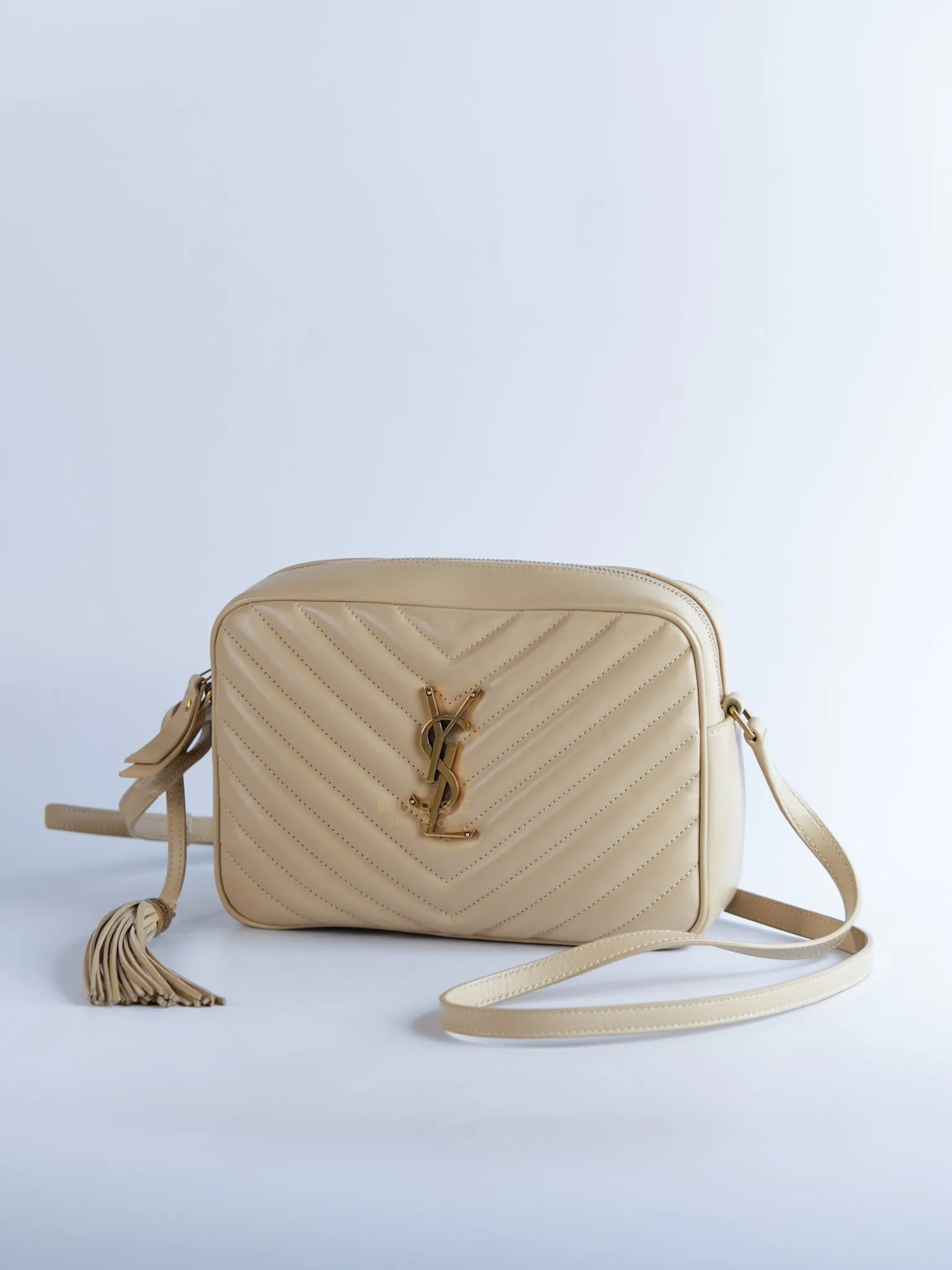 Lou Camera Bag in Cream Quilted Leather