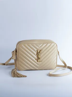 Lou Camera Bag in Cream Quilted Leather