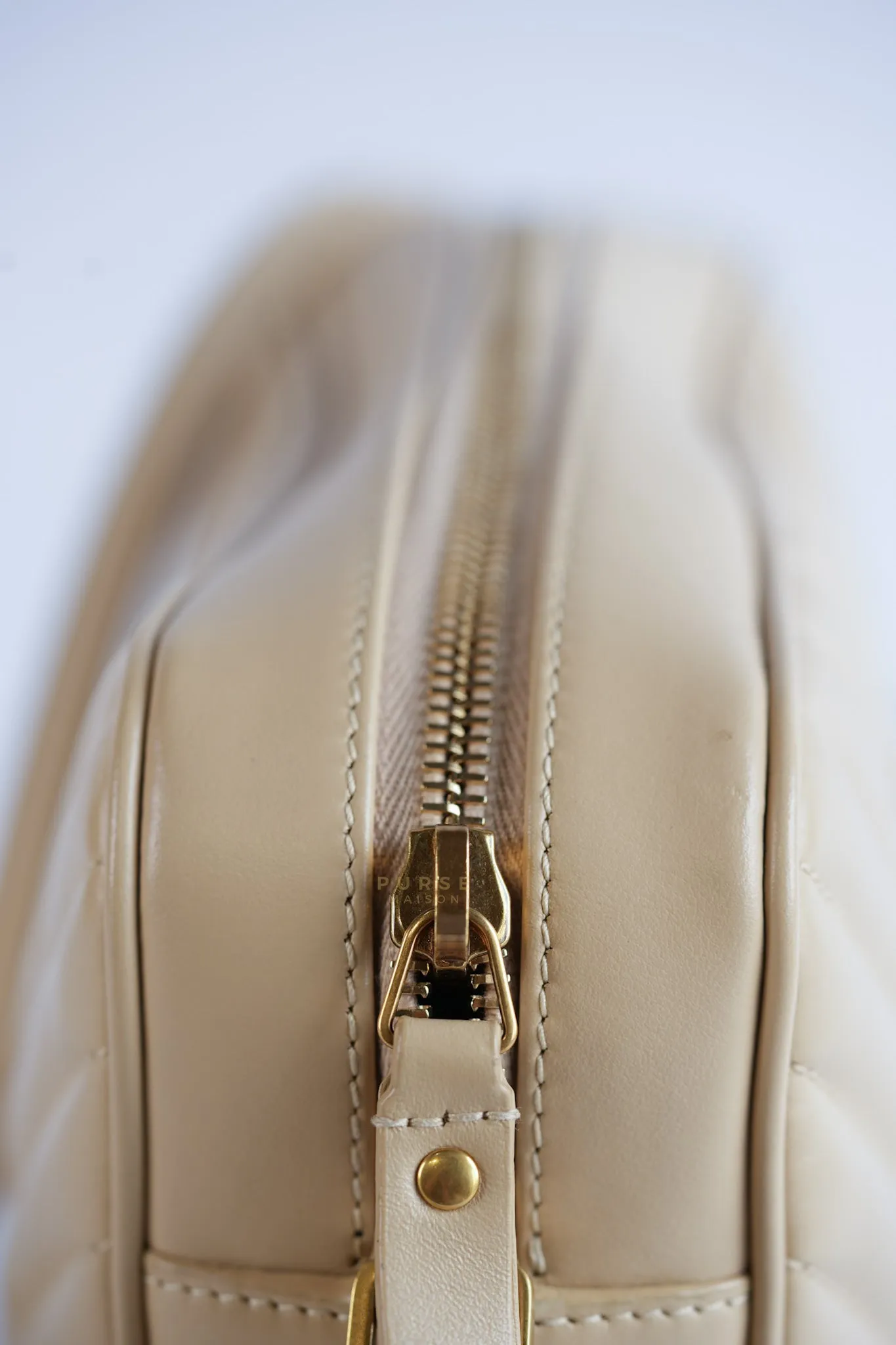 Lou Camera Bag in Cream Quilted Leather
