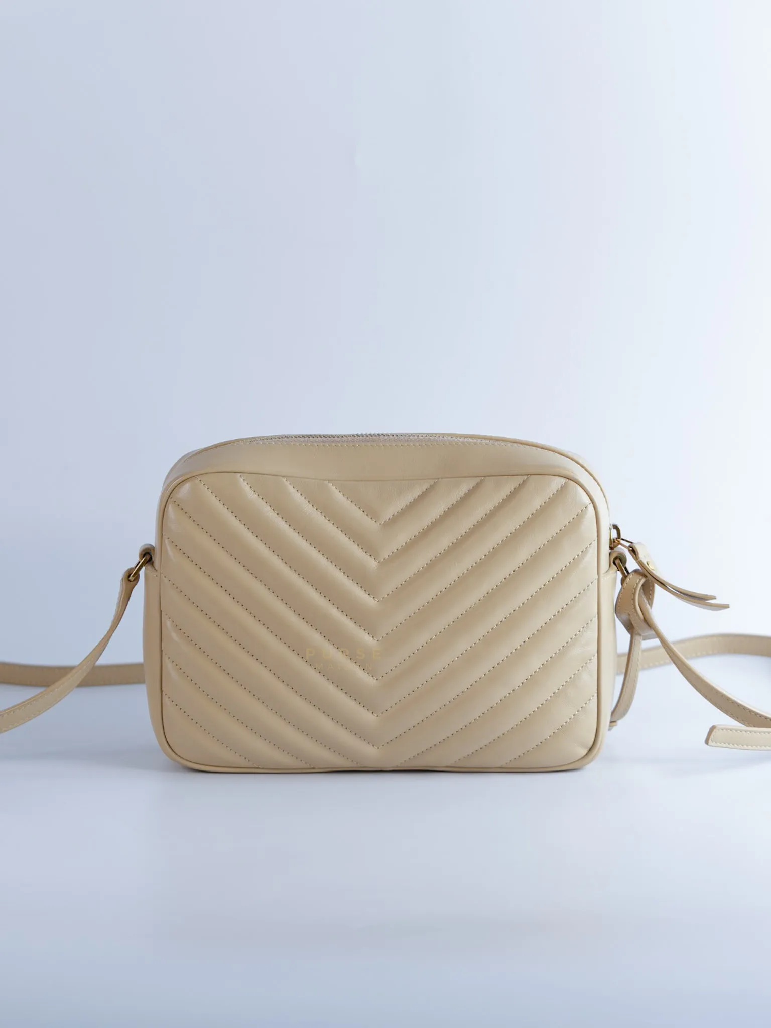 Lou Camera Bag in Cream Quilted Leather