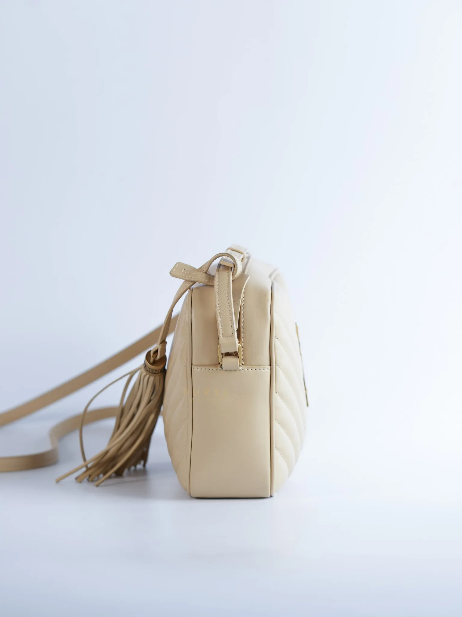 Lou Camera Bag in Cream Quilted Leather