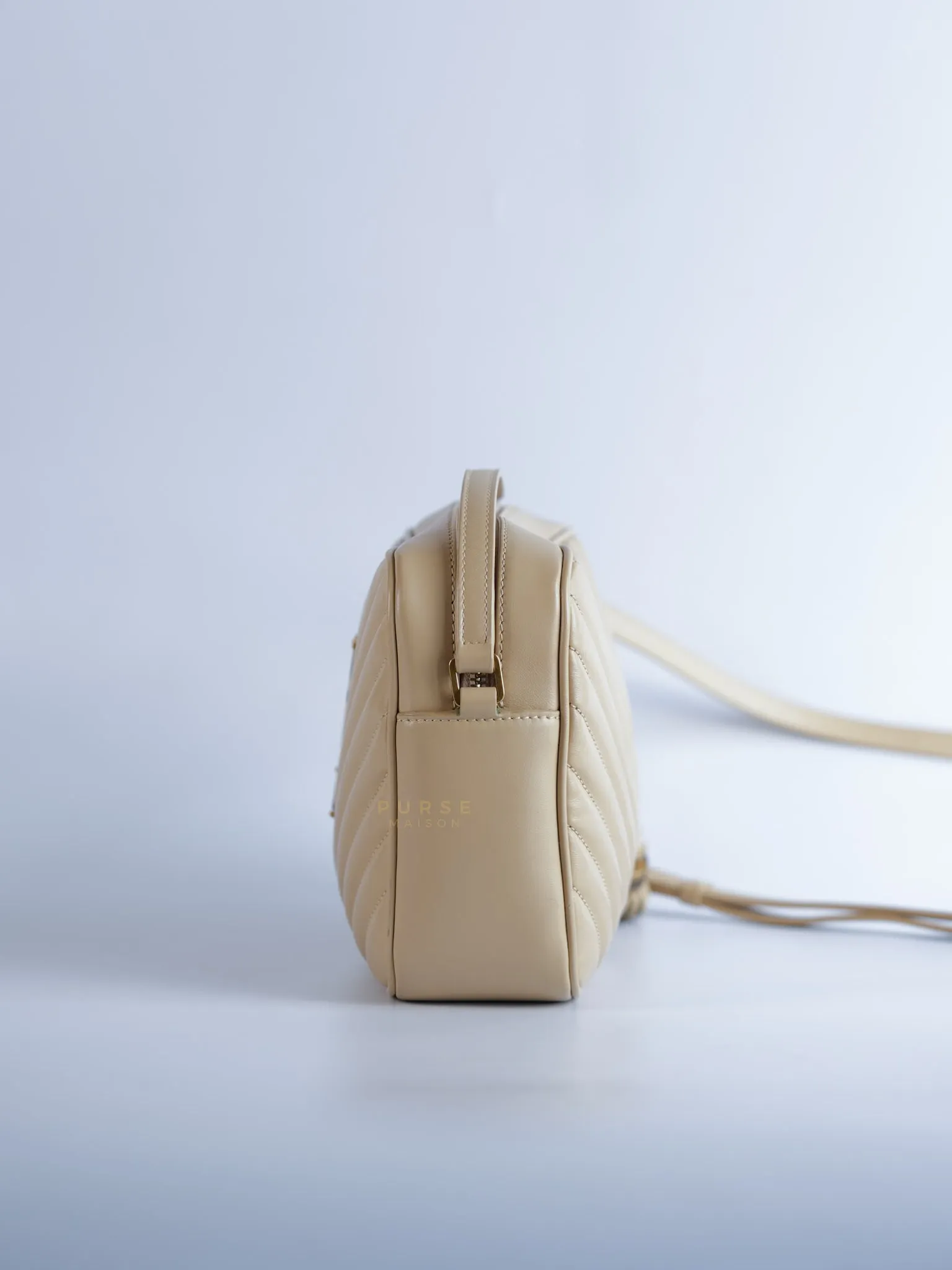 Lou Camera Bag in Cream Quilted Leather