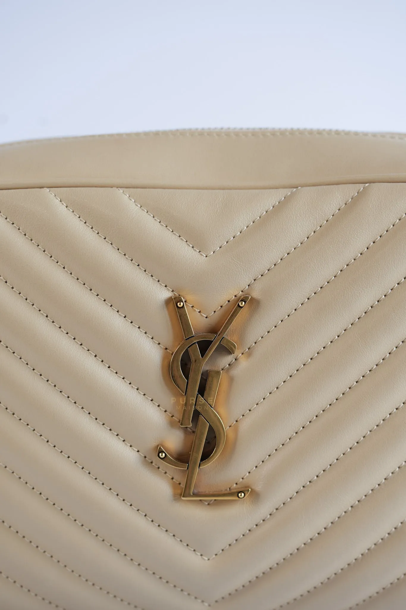 Lou Camera Bag in Cream Quilted Leather