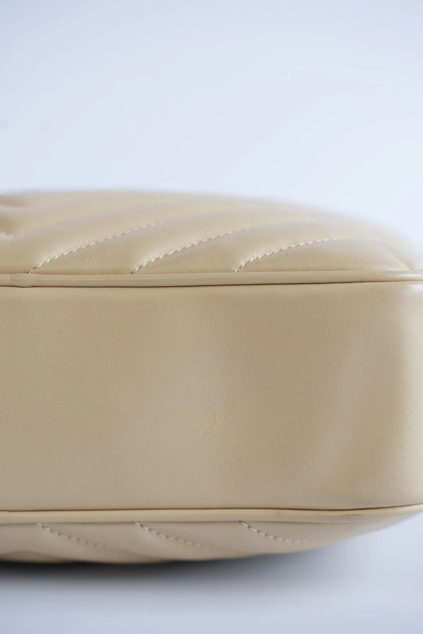 Lou Camera Bag in Cream Quilted Leather