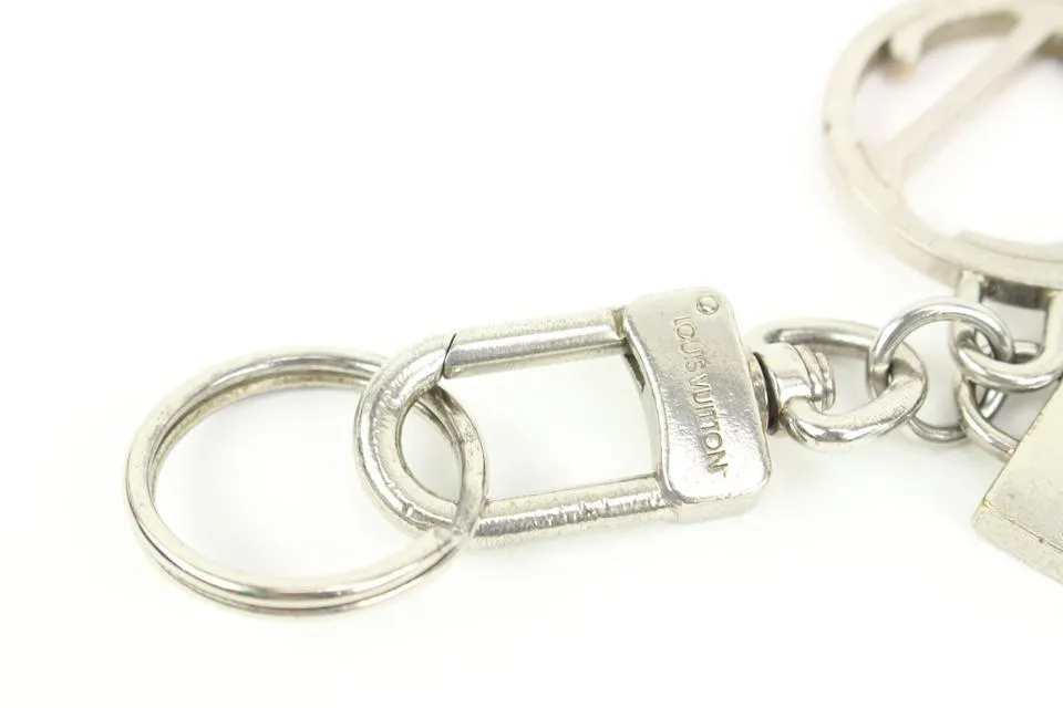 Louis Vuitton Black Taiga Leather Silver Logo Keychain Bag Charm Pendant 3lk412s