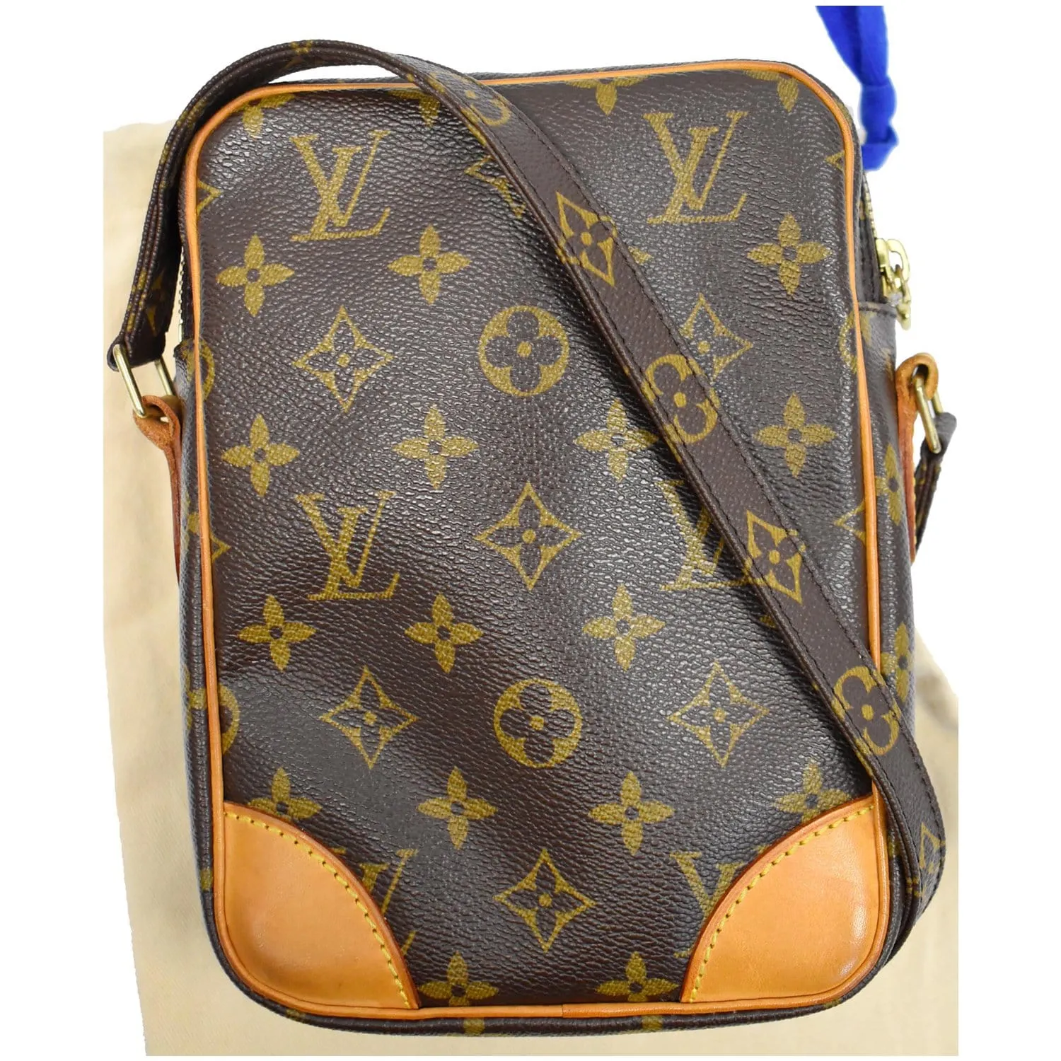 LOUIS VUITTON Danube Monogram Canvas Crossbody Bag Brown