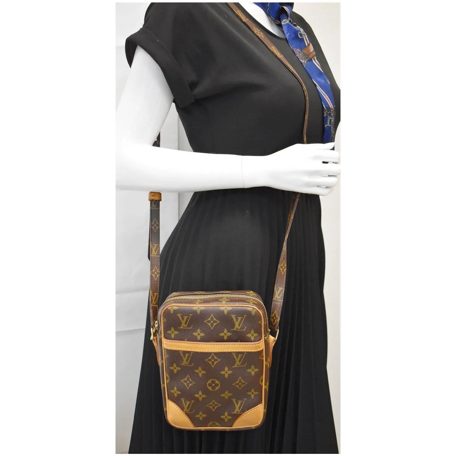 LOUIS VUITTON Danube Monogram Canvas Crossbody Bag Brown