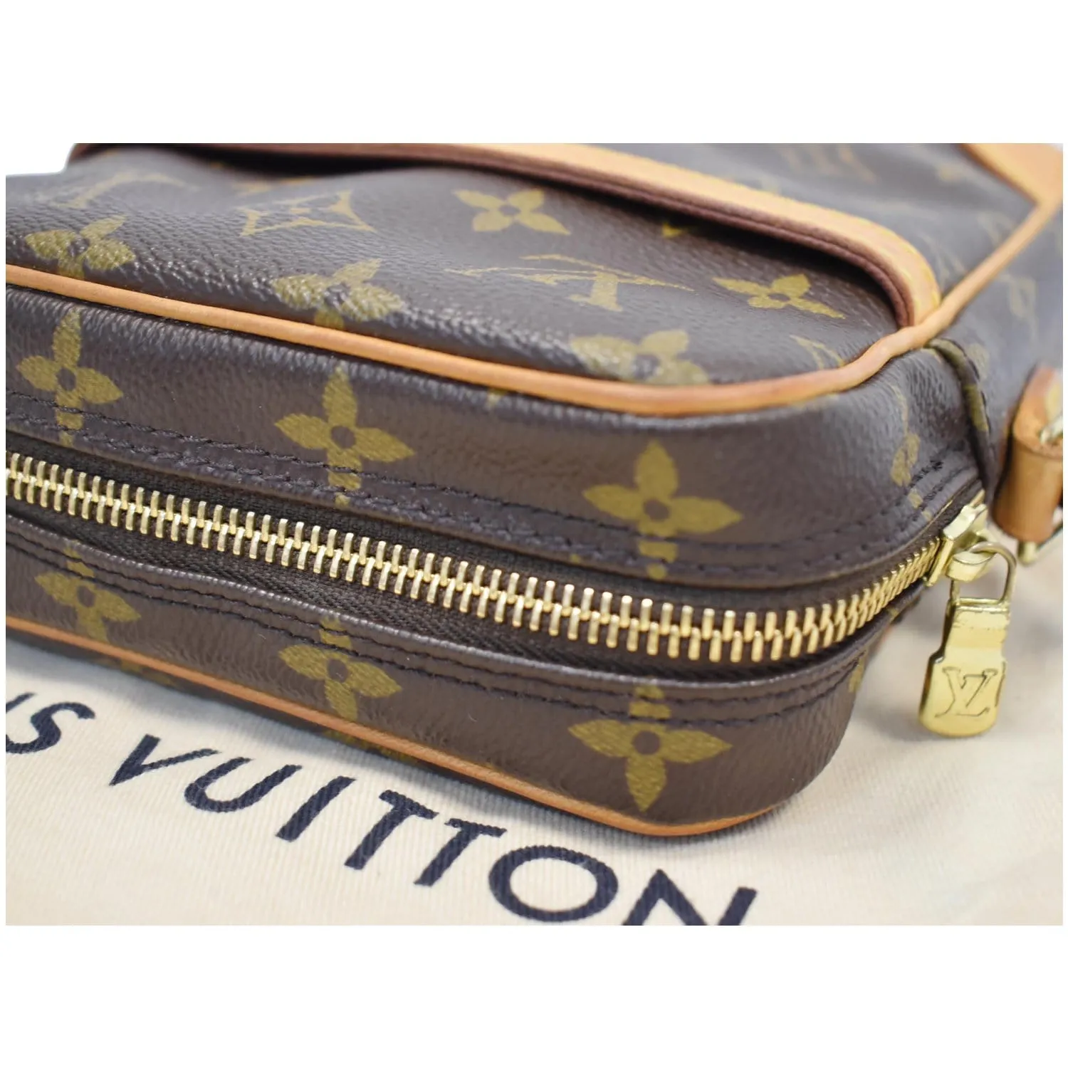 LOUIS VUITTON Danube Monogram Canvas Crossbody Bag Brown