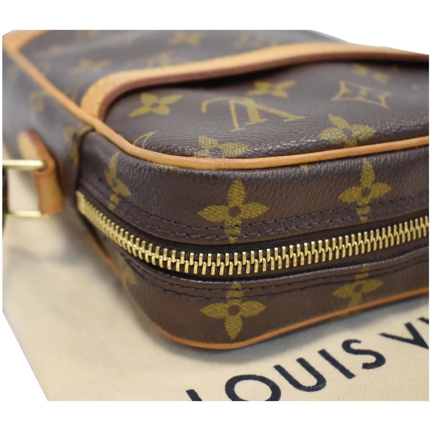 LOUIS VUITTON Danube Monogram Canvas Crossbody Bag Brown
