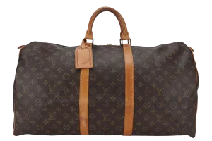 LOUIS VUITTON KEEPALL 55 MONOGRAM CANVAS GOLD HARDWARE WITH DUST COVER