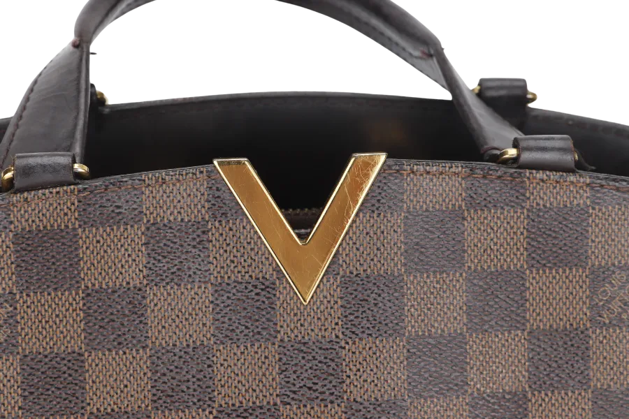 LOUIS VUITTON KENSINGTON BOWLING BAG (N41505) MM DAMIER EBENE GOLD HARDWARE WITH DUST COVER AND BOX