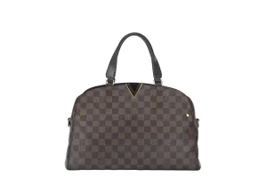 LOUIS VUITTON KENSINGTON BOWLING BAG (N41505) MM DAMIER EBENE GOLD HARDWARE WITH DUST COVER AND BOX