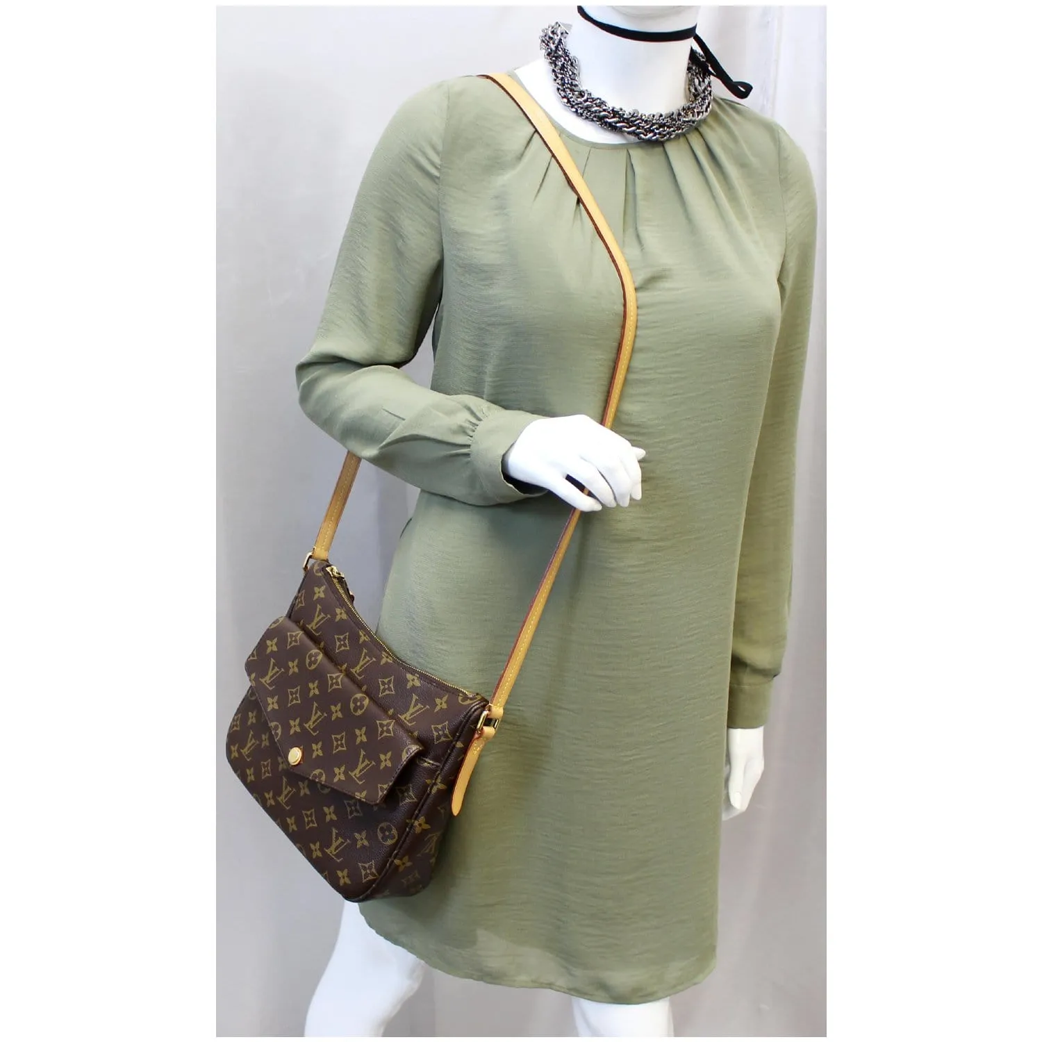 LOUIS VUITTON Mabillon Monogram Canvas Shoulder Crossbody Bag Brown