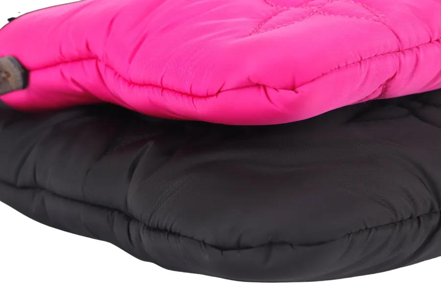 LOUIS VUITTON MAXI MULTI POCHETTE (M58980) BLACK AND FUCHSIA NYLON PILLOW MONOGRAM WITH GOLD CHAIN , STRAP WITH DUST COVER