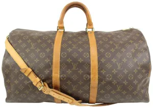 Louis Vuitton Monogram Keepall Bandouliere 55 Duffle Bag with Strap 83lk411s