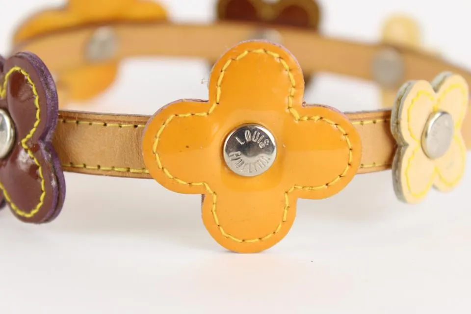 Louis Vuitton Multicolor Vernis Fleur x Vachetta Leather Belt Strap Bracelet 16LVS12