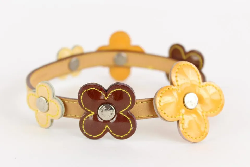 Louis Vuitton Multicolor Vernis Fleur x Vachetta Leather Belt Strap Bracelet 16LVS12