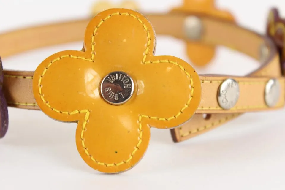 Louis Vuitton Multicolor Vernis Fleur x Vachetta Leather Belt Strap Bracelet 16LVS12