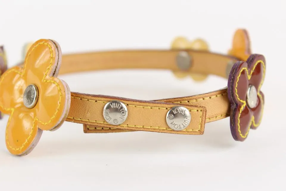 Louis Vuitton Multicolor Vernis Fleur x Vachetta Leather Belt Strap Bracelet 16LVS12