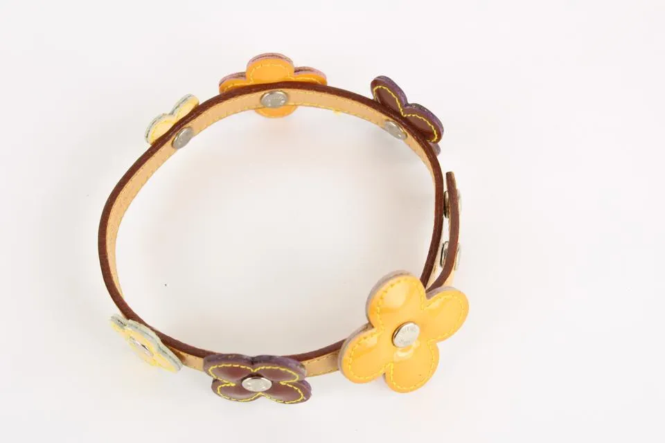 Louis Vuitton Multicolor Vernis Fleur x Vachetta Leather Belt Strap Bracelet 16LVS12
