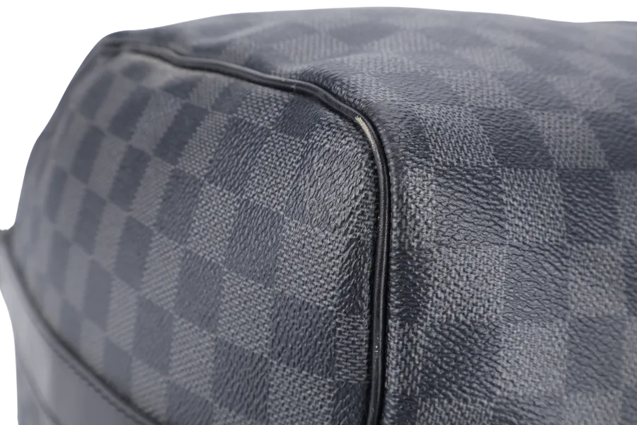 LOUIS VUITTON N41418 KEEPALL BANDOULIERE 45 DAMIER GRAPHITE CANVAS SILVER HARDWARE WITH STRAPS NO DUST COVER